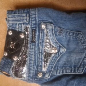 Miss Me Blue Denim Rhinestone Embellished Jeans